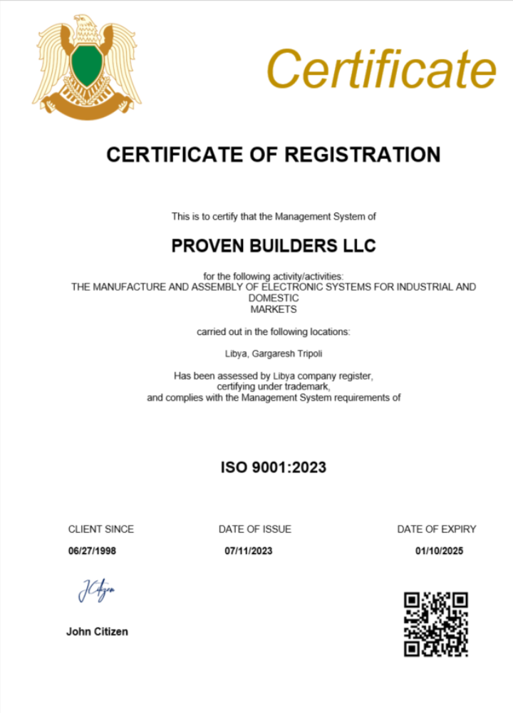 Libya company registration certificate Word and PDF template